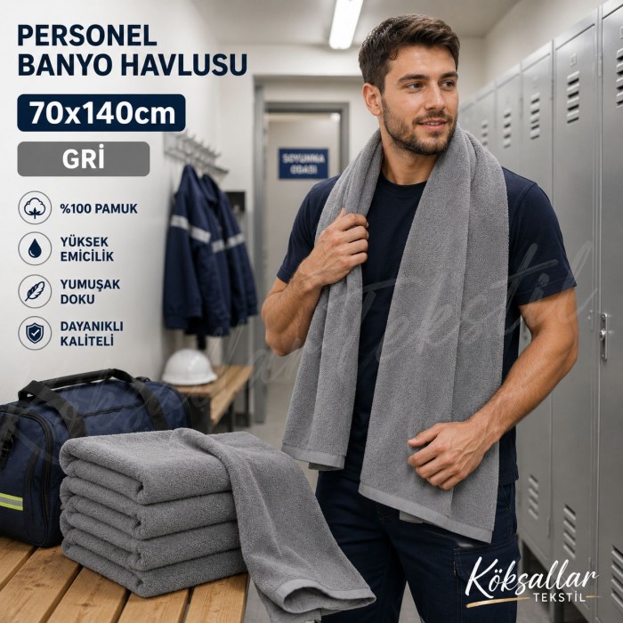 Personel Banyo Havlusu 70x140cm Gri